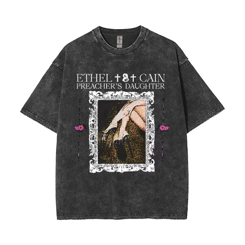 Vintage Daughters of Cain Ausgewaschenes Rundhals-T-Shirt beidseitig bedruckt