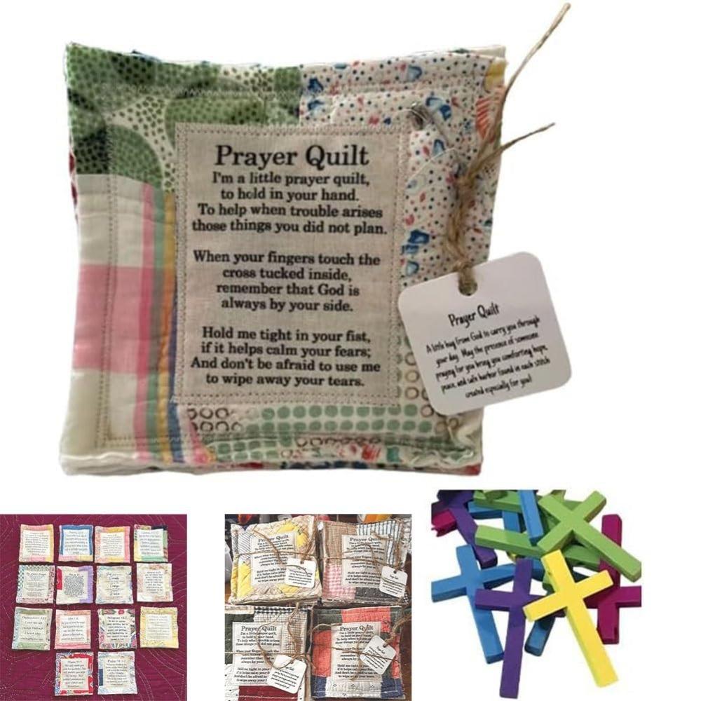 Individually Colorful Quilts Prayer Quilt with Cross Inside Prayer Gifts Handmade Sew Quilt Individually Colorful Pocket