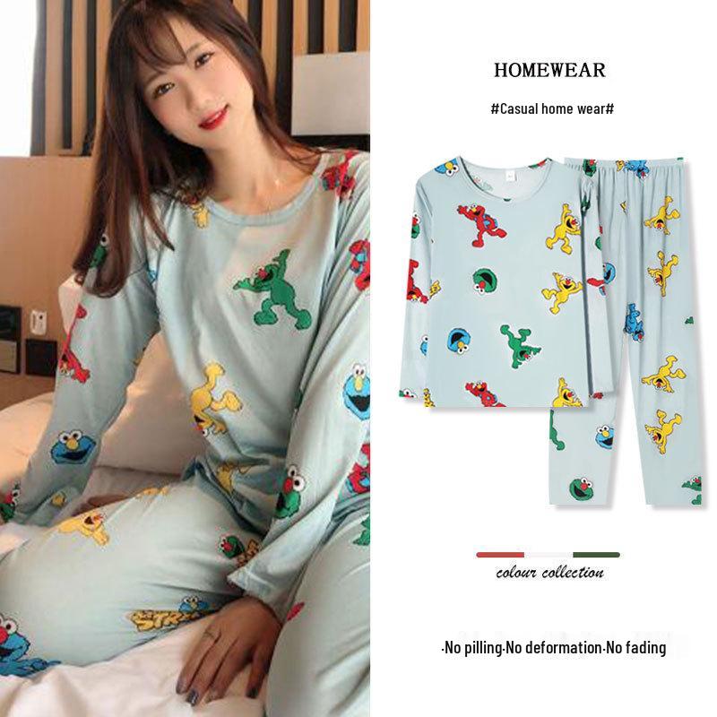 Santa Claus Pajama Set - Crew Neck, Long Sleeve, Sweet & Cute Style, Skin-Friendly Homewear for Dorms