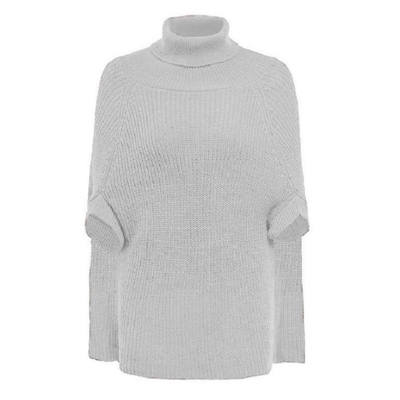 

New Popular Turtleneck Cape Sweater Batman Shirt Knitted Shawl Jacket Trendy Design 49-192 (average size) белый