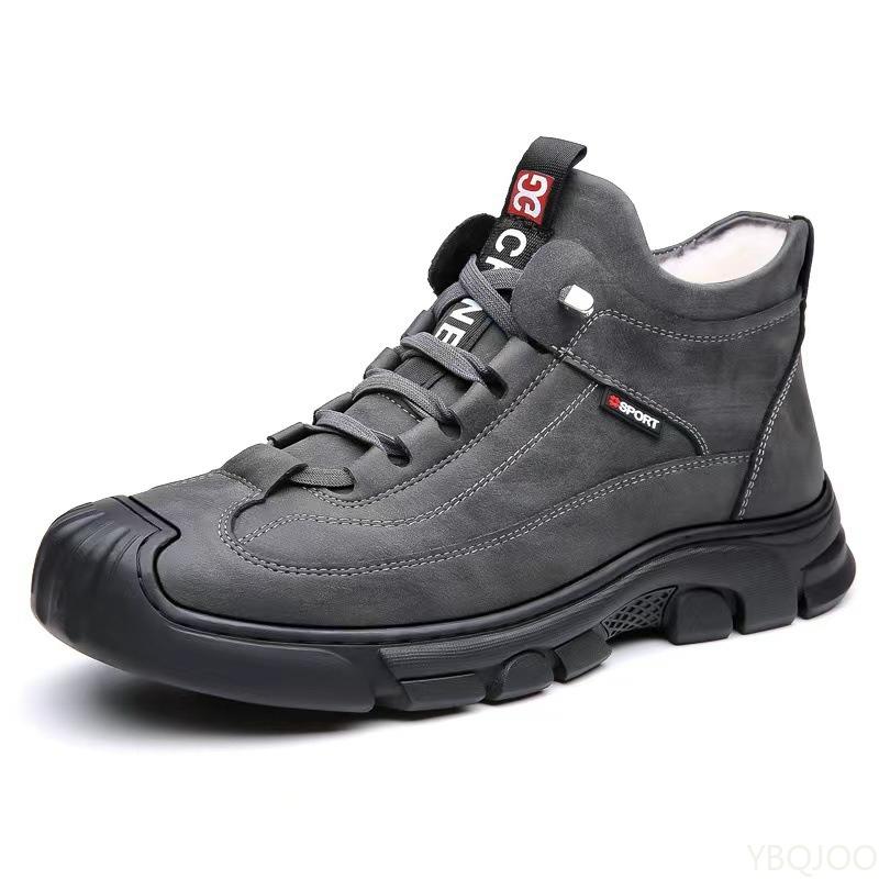Winter-Baumwollschuhe für Herren mit Plüsch-Warm-Schneestiefeln, High-Top, bequem, rutschfest, abriebfest, Outdoor-Freizeitschuhe