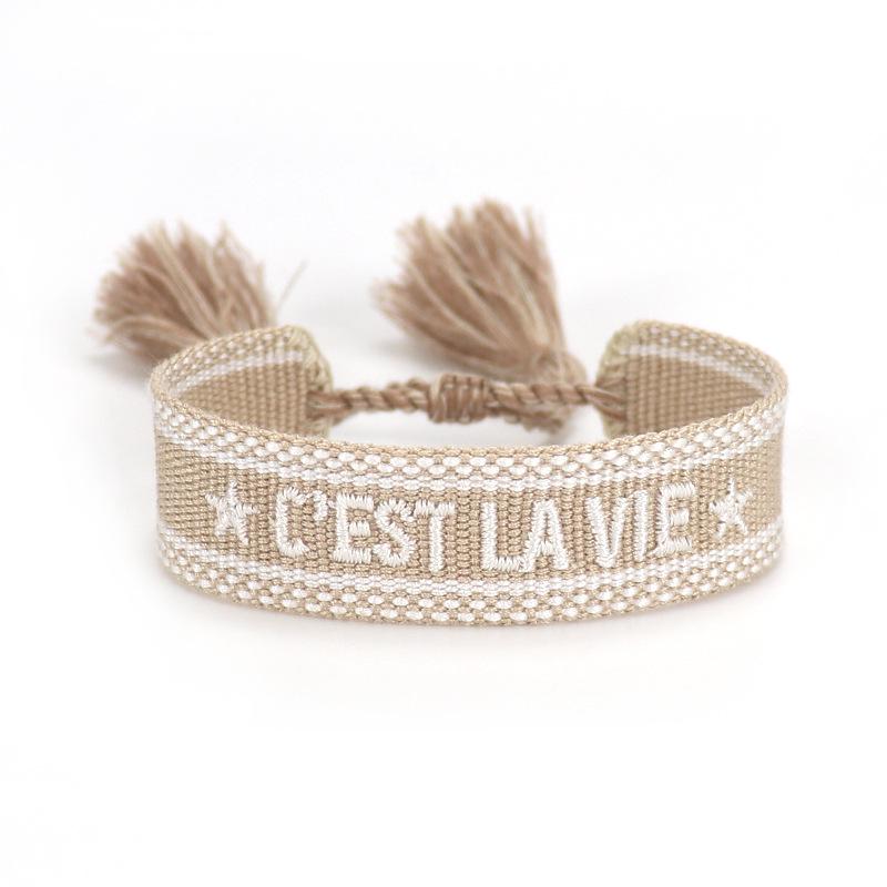 Handmade European Style Embroidered Love Bracelet with Tassels for Girls