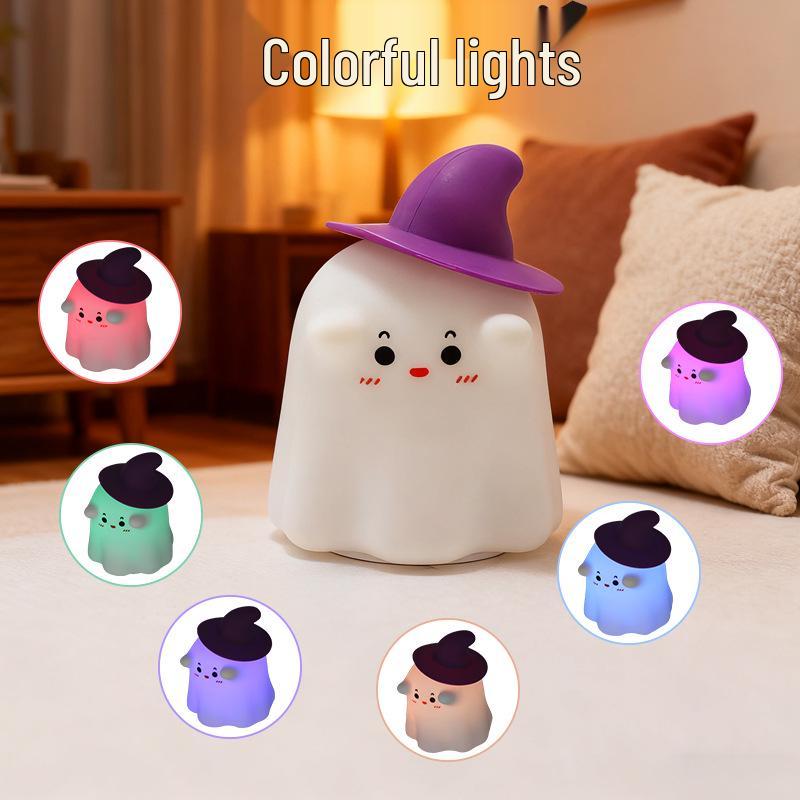 Halloween Wizard Rechargeable Silicone Night Light with Timer and Seven-Color Atmosphere