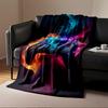 Neon Game Controller with Fiery Glow Design Flannel Blanket for Bedroom, Living Room, Sofa, and Nap Sofas.