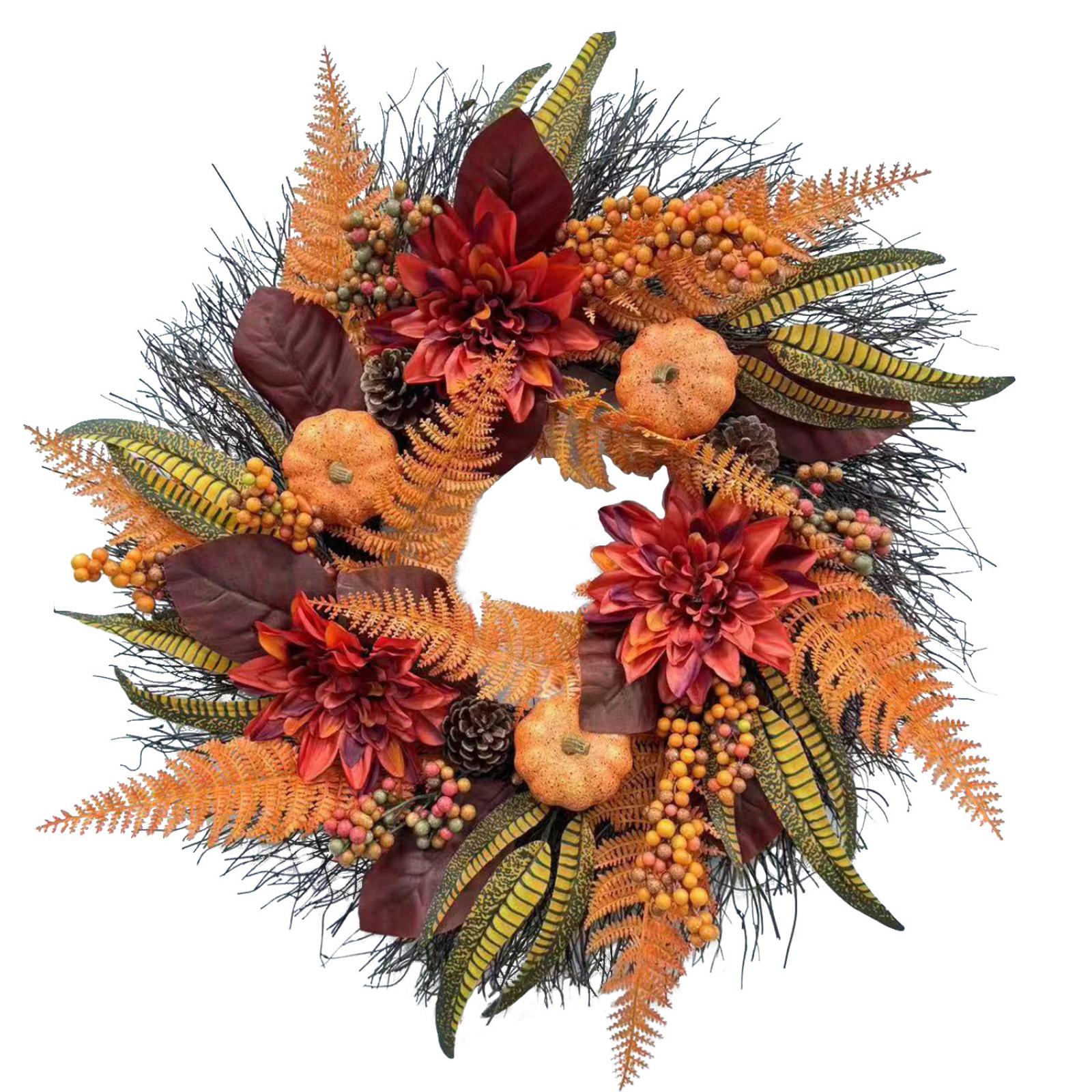 

Thanksgiving Flower Wreath Festival Home Decoration Front Door Hanging Wall Hanging One Size
