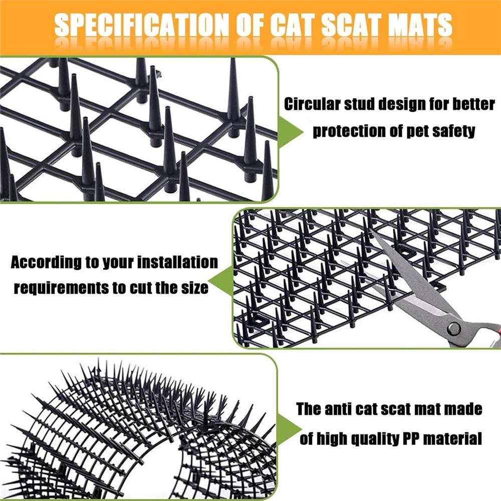 Anti-Cat Mat with Spikes - 2m Long Pet Repellent Mat for Garden, Fences, Sofa, Protect Plants from Cats & Dogs, Deterrent Mat with 8 Ground Anchors