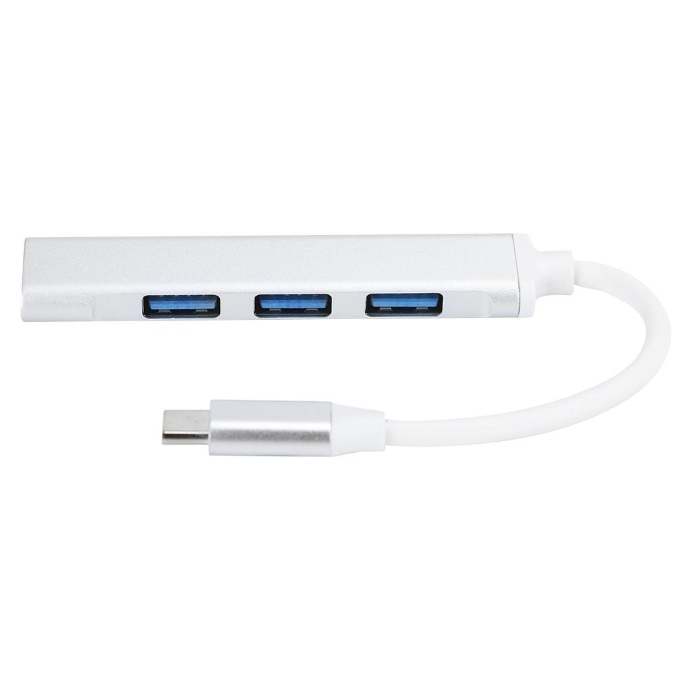 4Port USB 3.0 Hub MultiFunction Type C Splitter Extender Dock Adapter OTG PC(Silver )