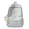 Schoolbag Korean Version Ins Fashion Polka Dot Backpack Women's Large Capacity College Style Student School Bag Casual Versatile Commuter Backpack