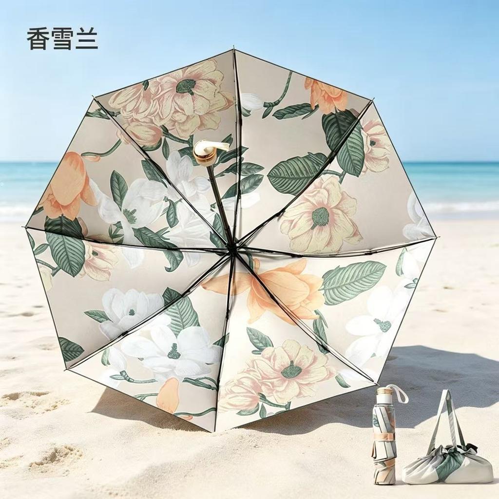 New three-fold sunscreen umbrella, UV-proof parasol, double-layer girls' high-value foldable outdoor parasol