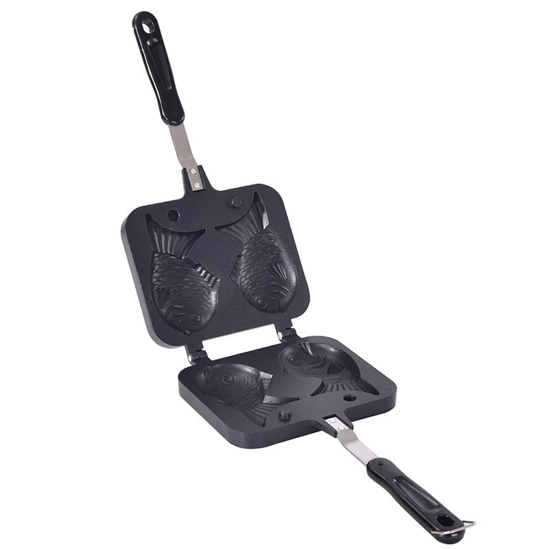 Home Taiyaki Maker, Direct-Fire, Non-Stick, Aluminum Alloy, Taiyaki Pan, Waffle Baking Pan, DIY Biscuit Cake Mold, Double Fish Baking Mold