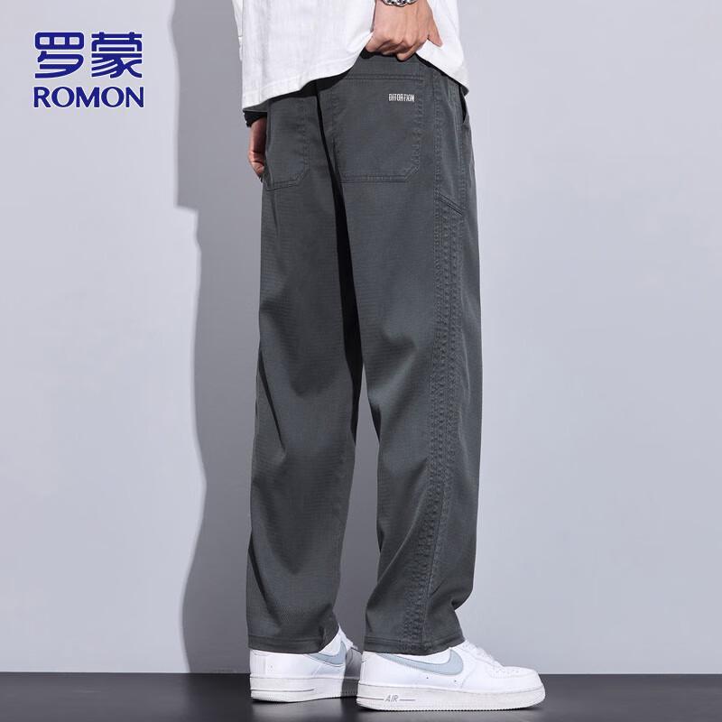 ROMON Men's Autumn/Winter Loose Fit Straight-Leg Casual Pants