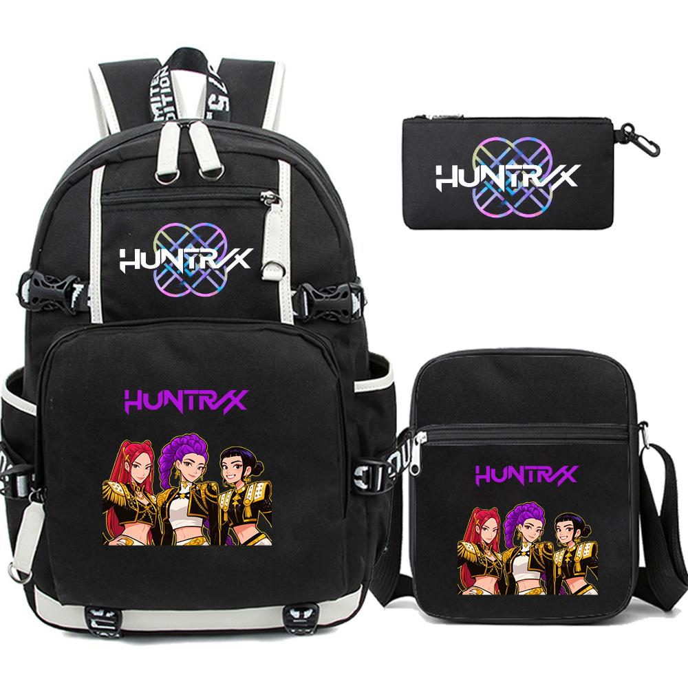 3Pcs/set K-pop Printed Backpack with Pengcil Case Shoulder Bag for Teenager Girl Boy Bookbag Large Capacity Waterproof Travel Bag Kid Gift Mochila