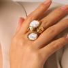 Unique Pearl Gold Ring Light Luxury High-end Open Ring Women's Non-fading Niche Hand Jewelry Wholesale
