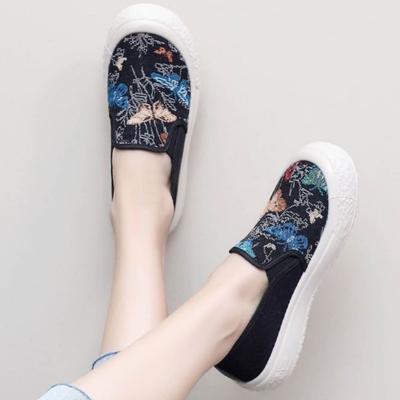 Spring New Shoes Round Head Canvas Shoes Breathable Soft Sole Student Lazy Shoes Single Shoes