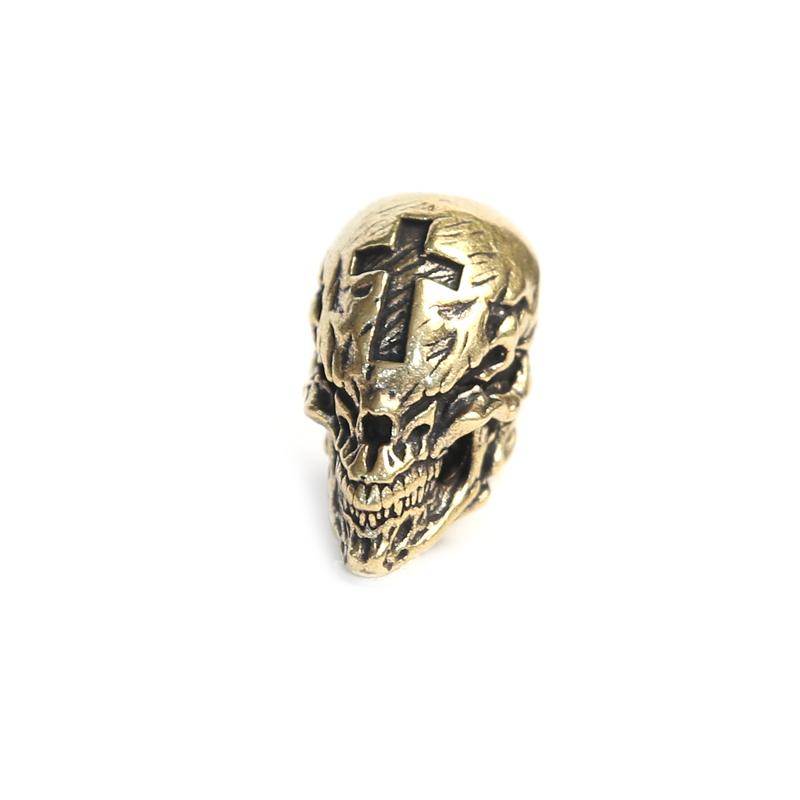 Kreuz Totenkopf Messing Messer Perlen EDC DIY Paracord gewebte Armbänder Lanyard Anhänger Zubehör Outdoor-Werkzeug Behänge Schmuckstücke