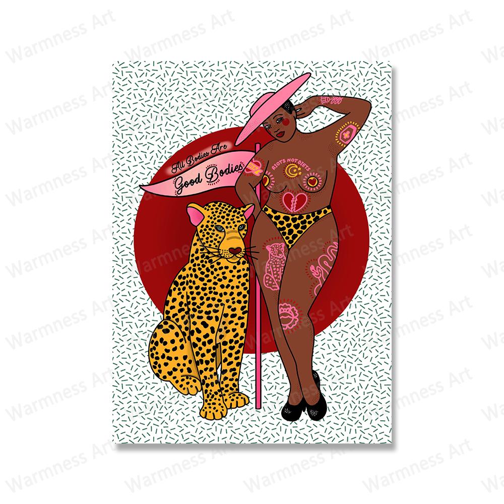 Abstract Leopard Pink Sexy Girl Bodies Wall Art Canvas Painting Nordic Posters Prints Pictures for Living Room Home Decoration