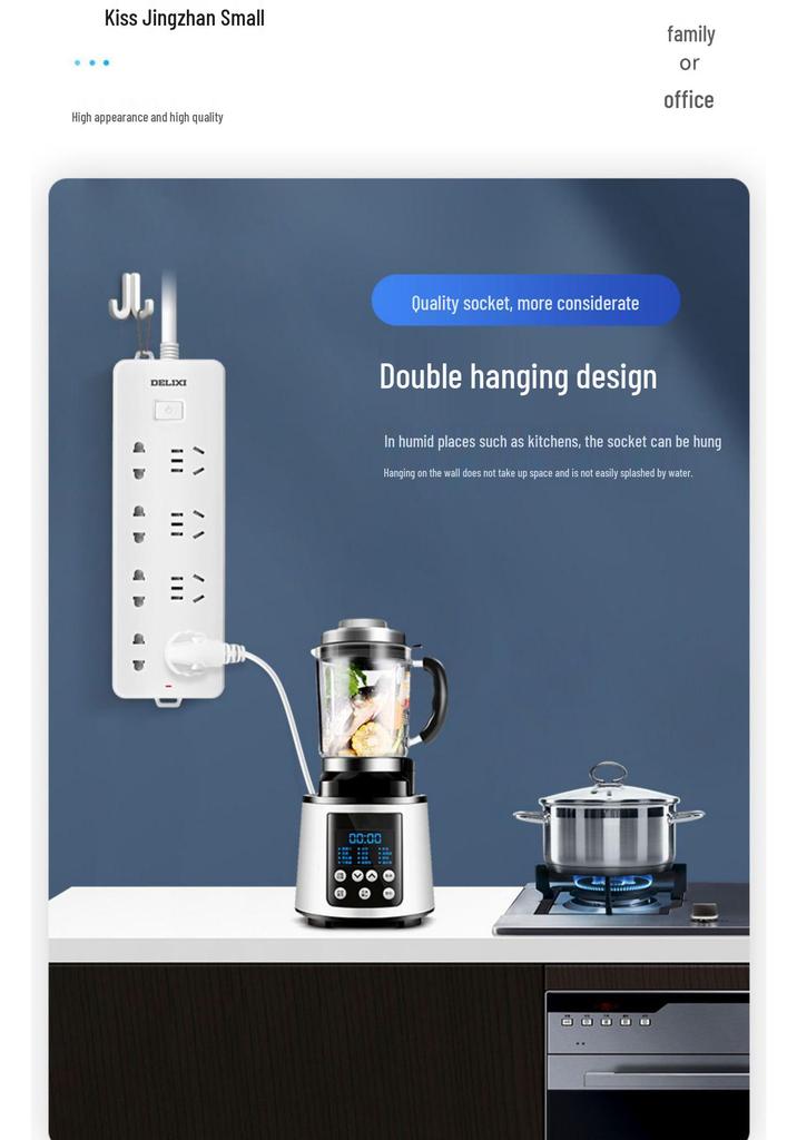 Delixi Multi-functional Power Strip with New National Standard Extension Cord for Household Use