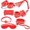 BDSM Bondage Kit - SM - 7 Pieces - Red - Adults - Pleasure Accessories