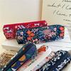Flower Embroidered Pencil Case Print Cloth Stationery Bag Fashion Pencil Pouch  Stationery Storage