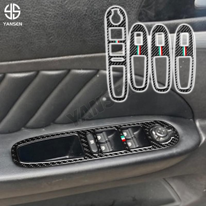 WZLN3 Ramka przycisku podnoszenia szyby Naklejka z włókna węglowego Pasuje do Alfa Romeo 159 2004-2011