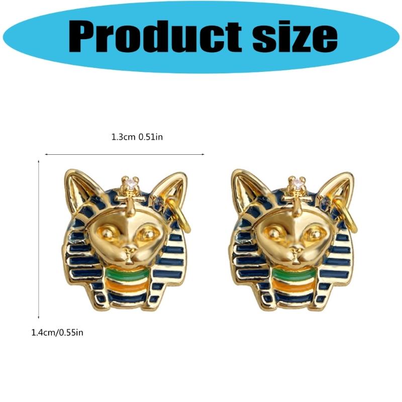 Art Cultural Enamel Paint Earrings Egyptian Design Gold Plated Ear Accessories for Daily Wear and Special Event