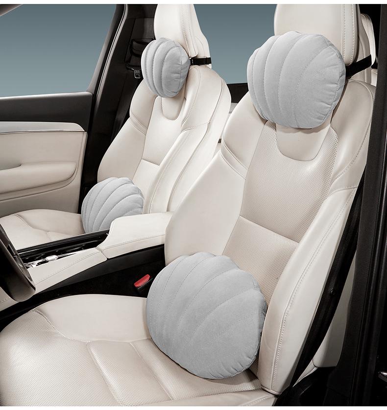Suede Plush Lumbar Pillow for Car Headrest - Fits Mercedes-Maybach, BMW, Tesla, Xpeng P7 - Head & Neck Support