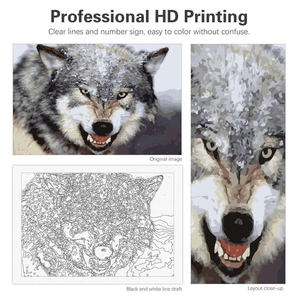 Frame Painting By Numbers Kits Wolf Animals Diy Crafts Picture With Numbers Acrylic  Painting For Home Decors 40x50