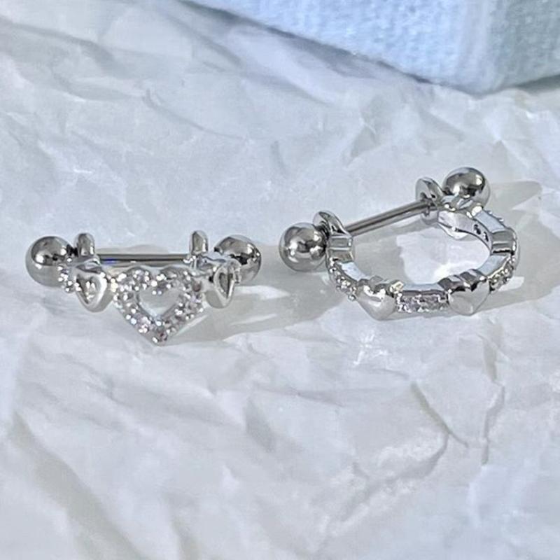 1 Stück Ausgestanzter Ringförmiger Ohrknochennagel mit Herz Zarter Ohrring für Damen Y2K Punk Schmuck
