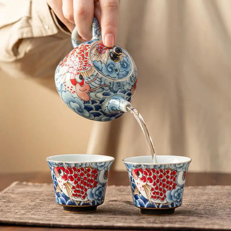 Chinese Underglaze Color Ceramic Teapot Tea Gift Customized Tea Infuser Tea Pot