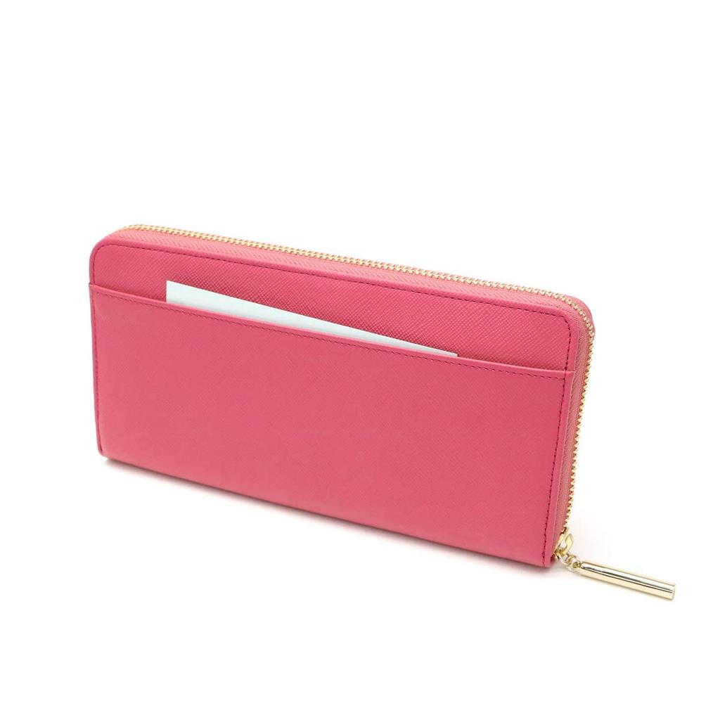 LANVIN en Bleu Luxembourg Women's Large Zip-Around Long Wallet with Bill and Card Slots, Size 480119-32 (Old Rose)