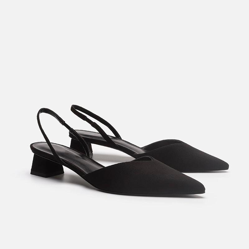 Baotou sandals women's 2025 new summer simple pointed square heel sandals women's high heel strap fashion women's single shoes