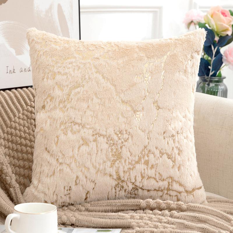 Plush Golden Fur Cushion Cover White 43x43 Decorative Pillow Cover for Sofa Home Decor Pillow Case Gray Black Fur Cushion Cover