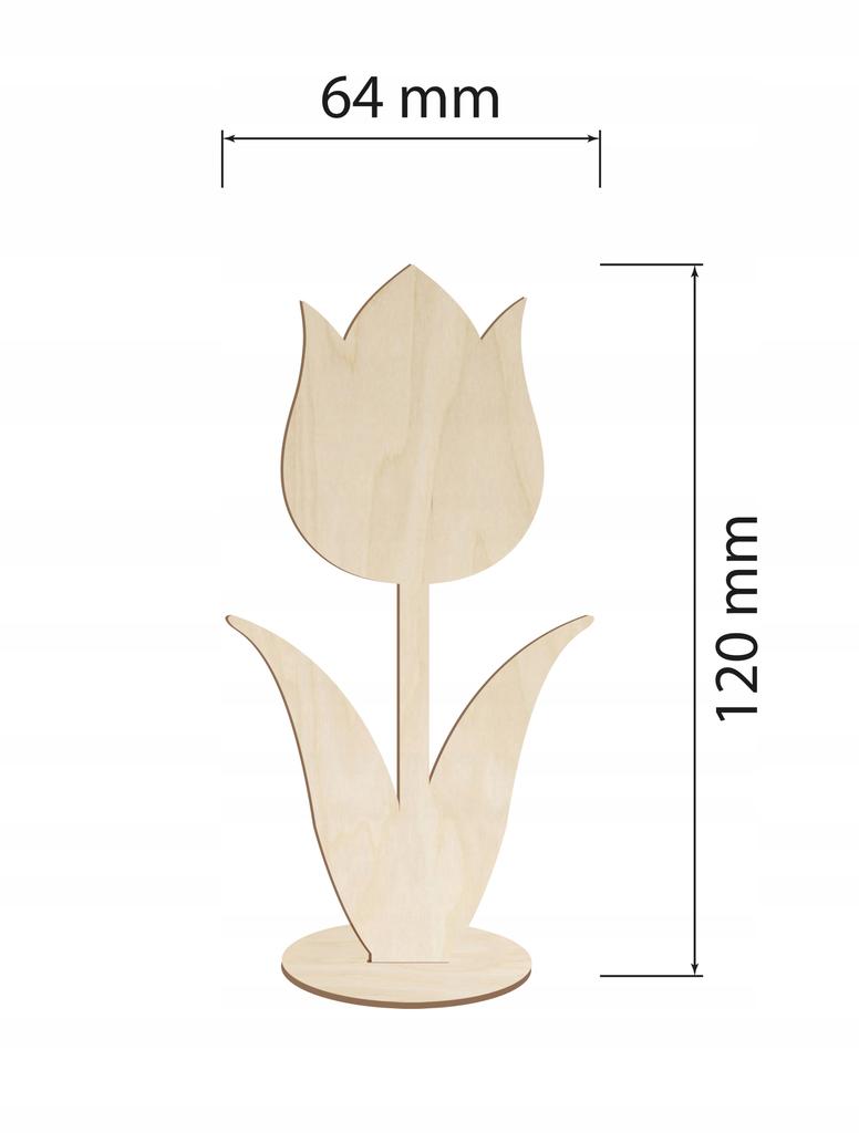 Wooden flower tulip made of plywood 1 PCS Figurine for decorating painting