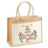 Tote Bag - PLANETEE - Jute with Pocket Alix Life Is Prettier - Natural Jute - Printed In France - 43x33 Cm