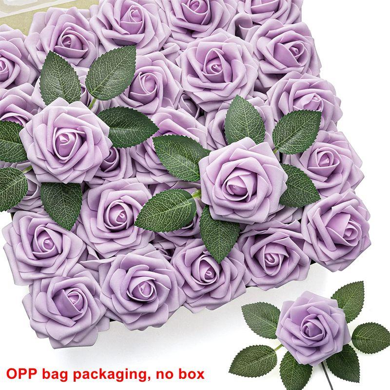 

5/10/20Pcs Artificial Rose Flowers Fake Flowers Foam Rose Bulk W/stem for DIY Wedding Bouquets Center Ornaments Party Home Decor 5Pcs фиолетовый