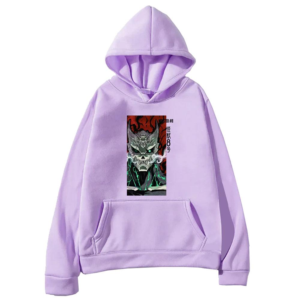 

Аниме Кайдзю Нет. 8 Одежда Нет. 8 принтов с капюшоном для мужчин и женщин удобные модные толстовки с капюшоном Manga свитшот Harajuku унисекс уличная одежда 4XL фиолетовый