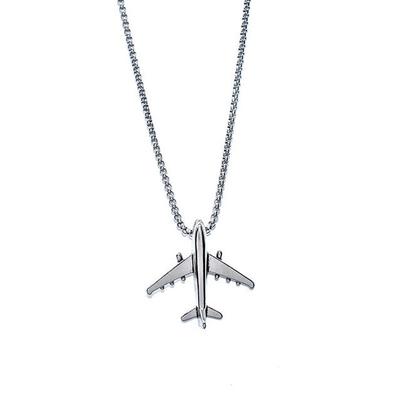 Stainless Steel Plane Pendant  Necklace Hip Hop Bamboo Chain Unisex Fashion Jewelry