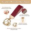 Leather Wristlet Keychain Car Key Chain Holder with Key Key Strap Wristband for Women and ID Badge Card Red [uxcell] 5-inch Ring, Anti-Loss D-Ring