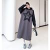 Women's Fashion Fall Winter Star Print Long Sleeve Hooded Loose Waistline Casual Dresses