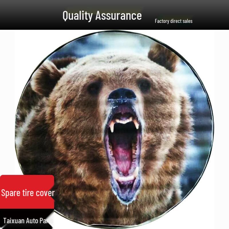 Univerzální kryt rezervního kola z umělé kůže s motivy medvěda, sněžného vlka a leoparda pro SUV