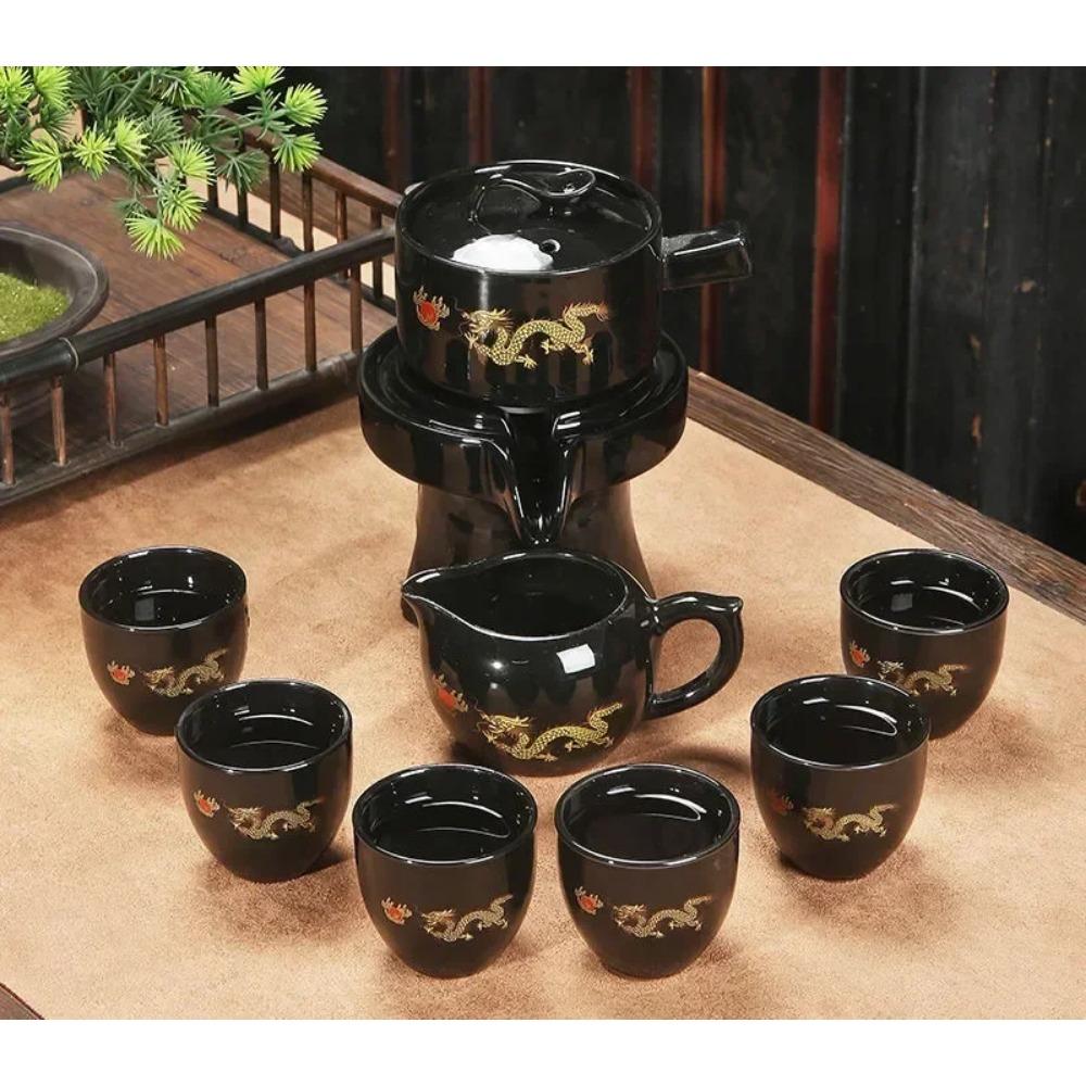 8-teiliges Set Halbautomatische Teesets Chinesisches Keramik-Teeset aus lila Ton Teetasse Das Kung-Fu-Teekannenset