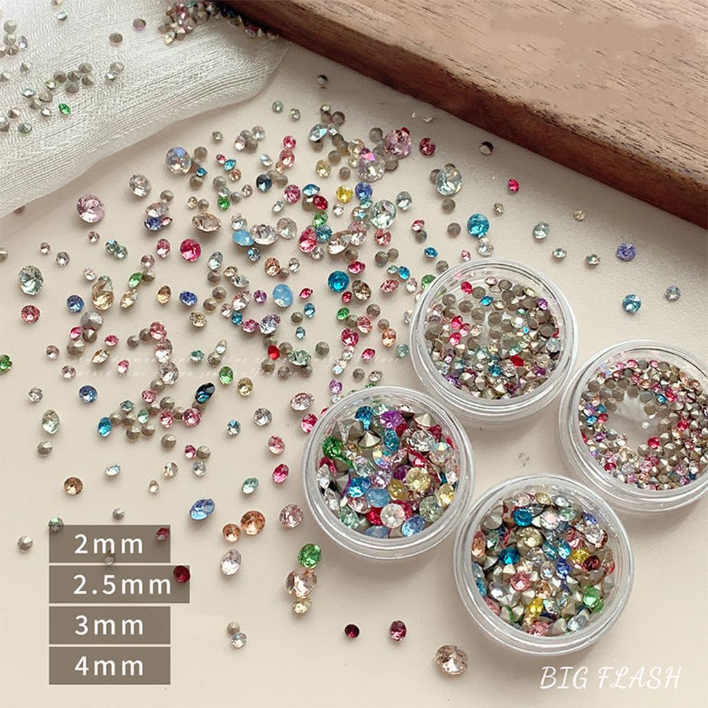 50/100 Pcs Shiny  Nail Art  Colorful 3D Pointed Bottom Diamond Nail Charms Gemstones For Diy Decoration