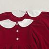 Red Baby Girls' Doll Collar Dress Bodysuit - Sisters' Spring/Autumn Romper Outfit