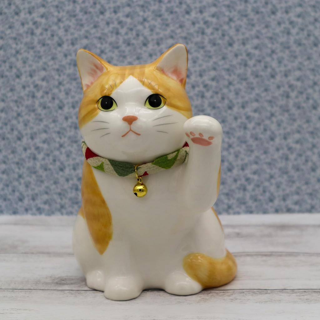 Yakushi Kiln Lucky Cat Uchino Good Luck (Tora) (with Sticker)