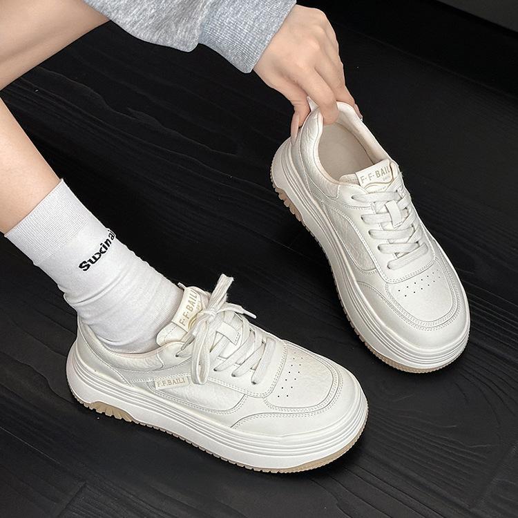 Women's shoes 2026 autumn new student board shoes Korean version cowhide thick soled casual shoes