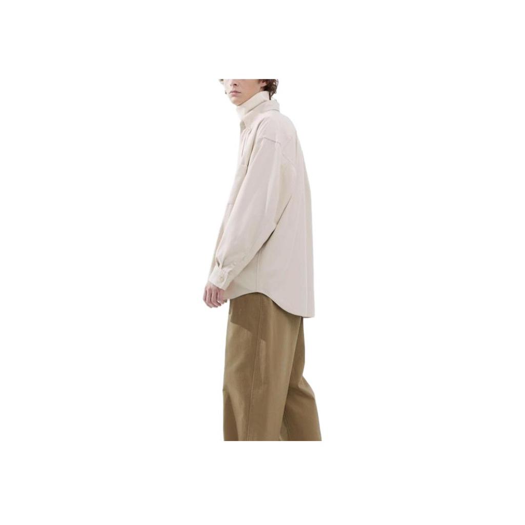UNIQLO FW23 U Series Plain Twill Loose Long Sleeve Shirt Men shirts Light-Gray 462141-02