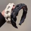 Twisted Knotted High Cranial Hair Hoop Wide Brim Braided Hairband Chic Rhinestone Headband  Makeup
