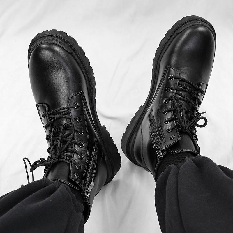 Herbst neue Rundkopf Martin Stiefel Herren High-Top Lokomotiv-Tooling-Stiefel Outdoor dicksohlige Kurzstiefel