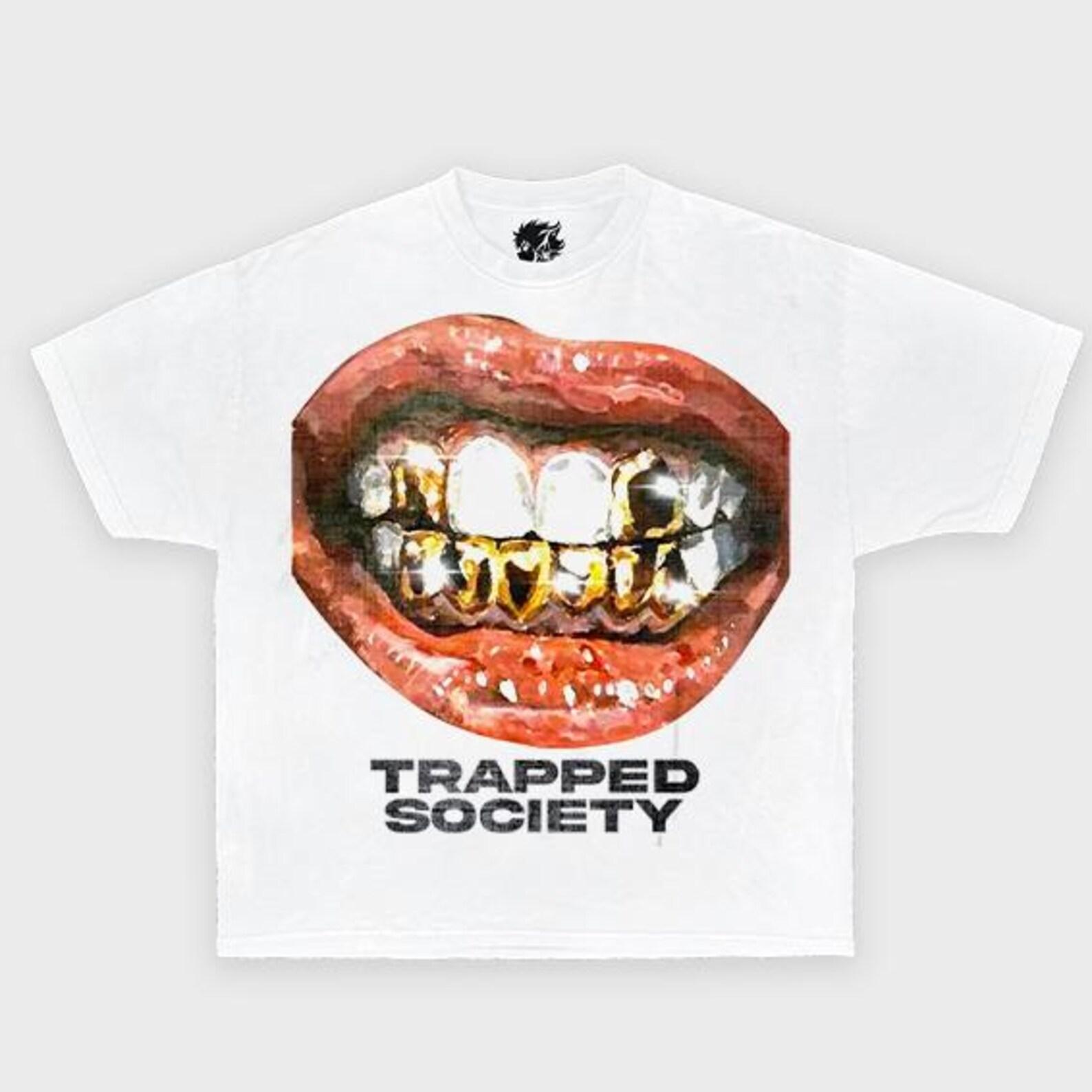 Trapped Society Graphic Boxy T-Shirt, y2k shirt, streetwear shirts, oversized shirts, graphic tee shirts, vintage shirt, dope shirts XL