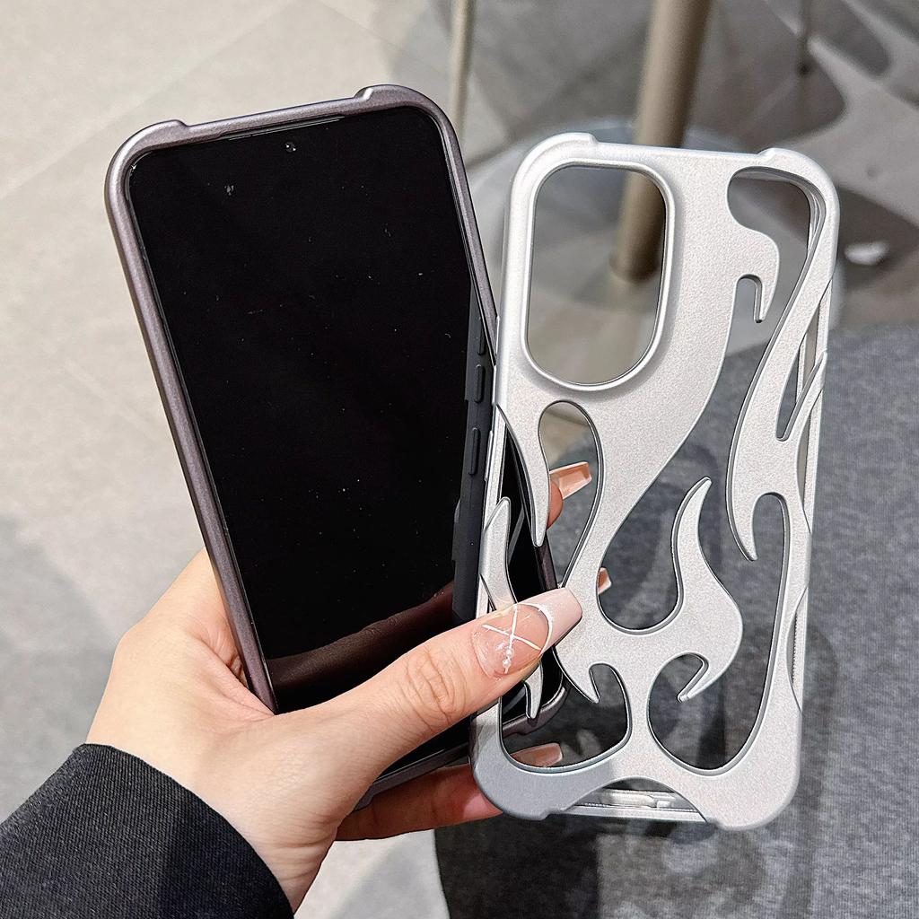 Flame Pattern Cool Hollow Phone Case For Samsung S25 S24 Plus S22 S23 Ultra A16 A06 A55 A15 A54 A14 Slim Shockproof Soft Cover